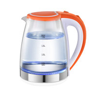 Bouilloire électrique sans fil en verre borosilicate 2,0 L, 1500 W, contrôle manuel de la température, indicateur LED, pour cuisine domestique, protection anti-ébullition à sec