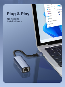 Adaptateur HUB Internet Filaire Gigabit LDNIO RJ-01U USB-A vers <span class=keywords><strong>RJ45</strong></span> pour Jeux en Ligne et Bureau, Câble Tressé Anti-Pliage, Port Métallique - Product Image 2