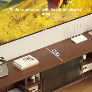 無垢材ヴィンテージスタイルフロアスタンド型多機能テレビキャビネットとサイドボード、ウォールナット色のリビングルーム家具 - Product Image 2