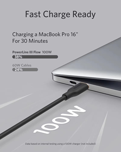 Cable USB <span class=keywords><strong>C</strong></span> Anker, Cable Flow Tipo <span class=keywords><strong>C</strong></span> de 100W, Carga Rápida para iPhone Serie 16, MacBook Pro 2020 y Más (USB 2.0, 6 Pies, Negro) - Product Image 6
