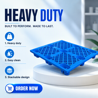 Palette en plastique moulé monobloc HDPE, grille sans soudure, 4 voies, 9 pieds, résistante aux fissures, empilable, pour entrepôt, personnalisable