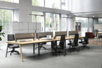Bureau de travail commercial ATWOKA, table de bureau moderne avec cloison, mobilier durable et écologique