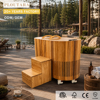 Baignoire froide mobile en bois Ploutara avec roues, revêtement en acier inoxydable 304, isolation 50 mm, bain de glace, pour la maison, la salle de sport, le spa, OEM, extérieur, moderne, Balboa