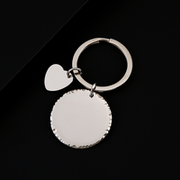 Porte-clés vintage en acier inoxydable Ywyougang, avec bord perlé, mini-plaque cœur vierge à graver, 4 couleurs, cadeau personnalisé pour couple