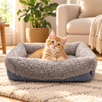 Coussin carré pour animaux de compagnie, surface en cachemire tissé jacquard, résistant à l'usure, anti-mastication, lit confortable pour petits animaux