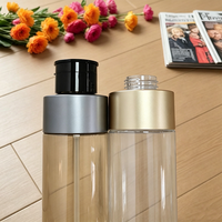 Botol Silinder PET Transparan Mewah 300ml/400ml dengan Kerah Aluminium dan Pompa Tekan Hitam