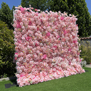 Panel <span class=keywords><strong>de</strong></span> Pared <span class=keywords><strong>de</strong></span> Flores Artificiales <span class=keywords><strong>de</strong></span> Rosas Rosadas para Bodas, Rollo <span class=keywords><strong>de</strong></span> Fondo <span class=keywords><strong>de</strong></span> Pared 3D 5D para Bodas, Panel <span class=keywords><strong>de</strong></span> Pared <span class=keywords><strong>de</strong></span> Flores Blancas <span class=keywords><strong>de</strong></span> 8 pies x 8 pies - Product Image 3