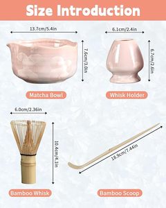 Geling thấp moq gốm dễ thương Matcha set màu hồng tốt nhất tre Chasen Matcha Whisk với quà tặng Bao bì hộp - Product Image 4