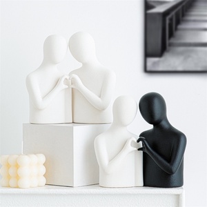 Figura de Pareja de Cerámica de <span class=keywords><strong>Estilo</strong></span> <span class=keywords><strong>Nórdico</strong></span> Abstracto Simple y Creativo, Modelo para <span class=keywords><strong>Decoración</strong></span> de Escritorio de Sala de Estar - Product Image 3