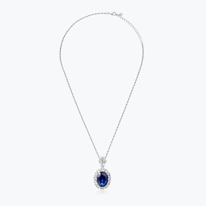 Collar Clásico de Zafiro Real con Colgante de Huevo de Paloma Sintético Estilo Princesa <span class=keywords><strong>Diana</strong></span>, Collares Finos de Plata de Ley S925 para Mujer - Product Image 3