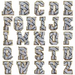 Patchs thermocollants en chenille à motif de baseball, lettres et chiffres, 7 cm, avec bordure dorée scintillante, blanc et jaune, pour la décoration de chapeaux et de vêtements - Product Image 2