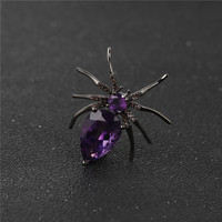 C5210 Pierres précieuses naturelles personnalisées Améthyste Grenat Quartz fumé Topaze Argent sterling 925 Broche araignée insecte
