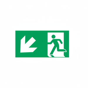Uscita di emergenza verso il basso segno freccia sinistra-alluminio luminescente-220*120mm - Product Image 2