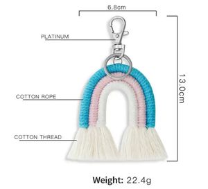 Tissage arc-en-ciel porte-clés pour femmes Boho arc-en-ciel porte-clés à la main porte-clés sac breloque voiture suspendus bijoux <span class=keywords><strong>Gif</strong></span> - Product Image 3