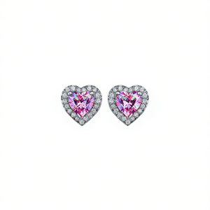 Boucles d'oreilles clous en cristal cœur E392, strass multicolores, pour femme, romantiques, à porter au quotidien, sertissage griffe - Product Image 1