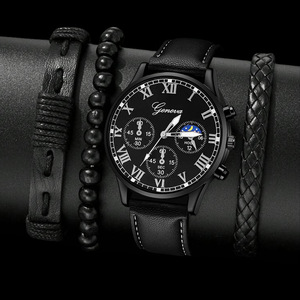Montre à quartz pour homme minimaliste avec bracelet en cuir PU, cadran en verre, accessoires, coffret cadeau pour la fête des pères - Product Image 4