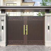 Porte battante simple/double en fer forgé en alliage d'aluminium pour cour de villa, design moderne, porte à persiennes imperméable