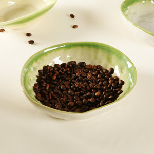 Handmade <b>Ceramic</b> Irregular Serving <b>Plate</b> Green Gradient Retro Design For Party Home Use - Product Image 2
