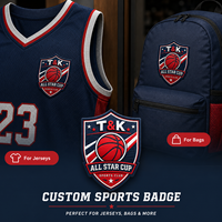 Écusson de basket-ball personnalisé All Star, badge de coupe en TPU 3D gaufré pour maillot d'équipe, uniforme, vêtements de sport, veste, tenue