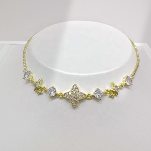 Bracelet en laiton plaqué or 18 carats avec breloque croix et zircon, style vintage, tendance, pas cher, pour femme, avec nœud, en cuivre, chaîne de main - Product Image 5