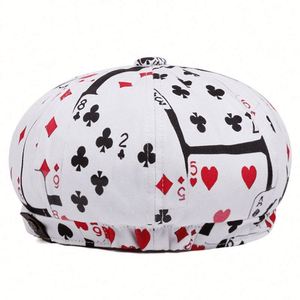 2024 British Vintage Printing Playing Card Beret <b>Hat</b> Fashion Canvas Newsboy <b>Hat</b> - Product Image 3