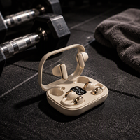Earbud TWS Jepit Telinga dengan Layar LED Digital, Suara Stereo, Kontrol Sentuh, Nirkabel, Olahraga, Hands-free, Earphone TWS, Hadiah Liburan