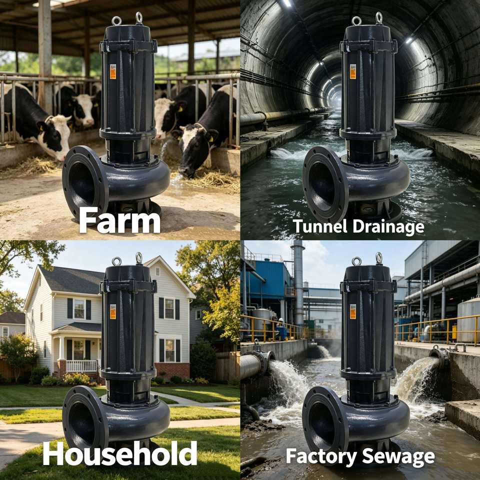 WQ Cast Iron Submersible Electric Sewage Pump 11KW 380V 220V High ...