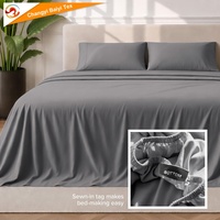 Ensemble de draps de qualité hôtelière 100% coton gris foncé, taille King, drap-housse, ensembles de 3/4 pièces