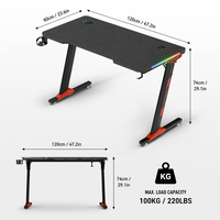 Bureau de travail ergonomique AOR conçu spécifiquement pour les compétitions d'e-sport, effet d'éclairage RVB, robuste et durable