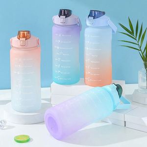Gradient Color Workout Sport, Gift Custom Logo <b>Straw</b> <b>Plastic</b> Water Bottle 1500ml With Time Reminder Sports Outdoor Water Bottle/ - Product Image 6