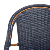 Chaise de salle à manger d'extérieur en rotin PE de haute qualité, style bistrot français, fauteuil de patio pour jardin et cour.
