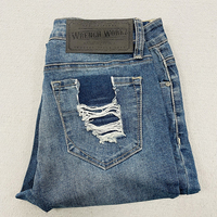 Jean personnalisé PU cuir gaufré étiquette de luxe vêtement vêtement en caoutchouc patch en cuir