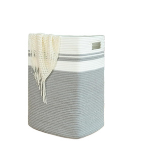 Cotton Rope Woven Laundry Basket Large Capacity <b>Rectangle</b> Storage <b>Bin</b> For Clothing Organizer Nordic Style - Product Image 2