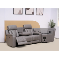 Canapé d'angle réglable avec appui-tête inclinable en cuir 3 + 2 + 1 avec console de salon fonctionnelle avec charge sans fil