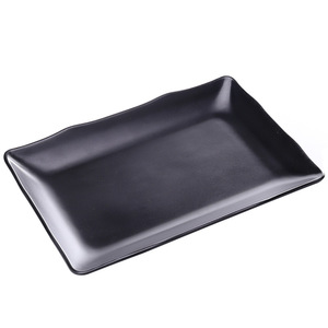 Rectangular Melamine <b>Black</b> Plastic <b>Plate</b> 10-10.9cm Durable For Party Buffet Hot Pot Side Dish - Product Image 1