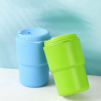 Gobelet thermique portable 350 ml à double paroi, design simple, bouteille d'eau en plastique avec couvercle pour les voyages des enfants