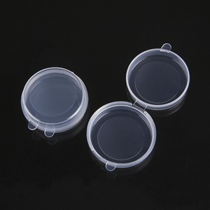 Circular Earplug Case With Lid Transparent Plastic Jewelry Organizer For Earrings Studs Hooks Pearls Buttons Storage Box 44mm - Product Image 2