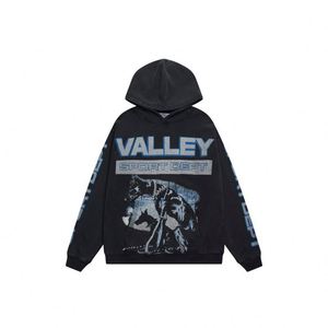<span class=keywords><strong>Felpa</strong></span> con Cappuccio di Alta Qualità in Cotone Pesante, Abbigliamento Streetwear Y2K per Uomo, <span class=keywords><strong>Felpa</strong></span> con Zip VALLEY Retro Graffiti - Product Image 3