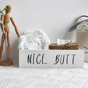 2024 Factory Custom Farmhouse White Wooden Toilet Paper Storage Rack <strong>Nice</strong> <strong>Butt</strong> Bathroom Decorative Box - Product Image 2