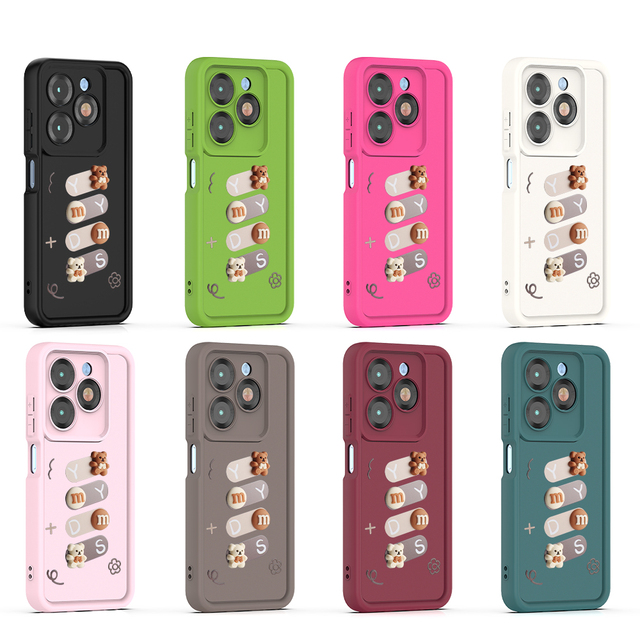 Custom 3D Cartoon Bear M Letter Back Cover TPU Cute Grily Phone case for Tecno Spark 20 10 Pro 20c 10c 5g Go 2023 Back Cover