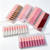 Lot de 10 brillants à lèvres crémeux hautement pigmentés, transparents et scintillants, kit mini gloss OEM, ensemble de rouges à lèvres mats nude