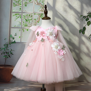 Per bambini rosa abito da ballo Puffy <span class=keywords><strong>vestito</strong></span> da principessa per ragazze <span class=keywords><strong>farfalla</strong></span> fiore ricamo matrimonio festa di compleanno per il <span class=keywords><strong>vestito</strong></span> del bambino - Product Image 2