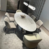 Table de salle à manger ovale en marbre, style minimaliste italien moderne, sur mesure, pour la maison, la salle à manger, l'hôtel, le restaurant