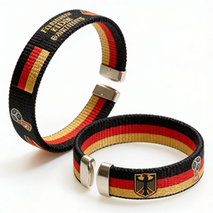 สายรัดข้อมือโลหะผสมไนลอนแบบยืดหยุ่นลายธงชาติสำหรับแฟนฟุตบอล ขายส่งเป็นของขวัญ - Product Image 6