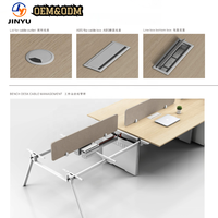 Bureau modulaire convertible moderne pour 4 personnes Table de bureau à concept ouvert avec pieds en métal pour espaces de travail