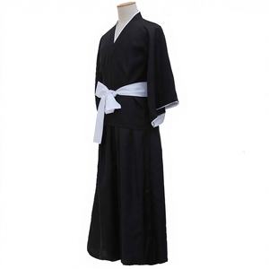 Costume de cosplay traditionnel japonais <span class=keywords><strong>Kimono</strong></span> Samouraï BLEACH Kurosaki Ichigo Robe avec sandales en paille <span class=keywords><strong>Luffy</strong></span> - Product Image 1