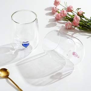 Verres réutilisables isolés en gros d'usine 8oz faits à la main clair Double paroi en verre 250ml coeur Cappuccino tasses à café et tasses - Product Image 6