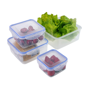 Transparent 4pcs set Airtight food storage containers plastic containers crisper tray bento box with airtight lids