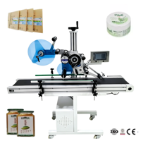 Machine d'étiquetage automatique pour sachets, bouteilles et livres à surface plane, idéale pour les cosmétiques et les sachets verticaux