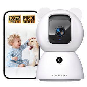 Caméra de sécurité intérieure intelligente avec carte SD 64 Go 360° °   Caméra de surveillance pour personnes âgées/bébés/animaux de compagnie avec vision nocturne couleur, stockage cloud gratuit - Product Image 1